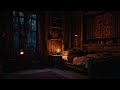 Heavy rain & Green Noise while sleeping in a medieval room. Bedroom Ambience. 1 hour rain sound