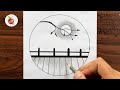 Circle drawing one moon 🌙 drawing in circle | Circle Drawing