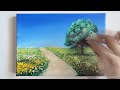 How to paint the grass very easily with a comb /Acrylic painting landscapes for beginners
