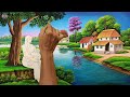 Indian Village Women Painting|Beautiful Indian Village Scenery Painting With Earthwatercolor
