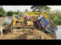 Incredible Dump Truck Fails Job In Water Technique Skill Recovery By Komatsu Excavator And Bulldozer