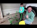 Using kids tractors to plow dirt and cut hay compilation | Tractors for kids