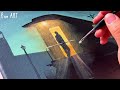 How to Draw a Train Carriage in the Middle of the Night/Acrylic Painting for Beginners