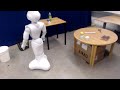 Mockup of a Pepper Robot grabbing a ball