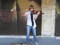 Paris street violinist play Bach Chaconne from Partita No 2 in D