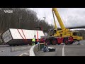 VN24 - Pipe track cooling truck overturned - meat saved - rare soft landing during crane recovery