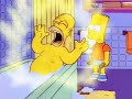 Homer goes Super Saiyan 3 after Bart hits him with a chair