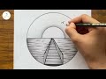 Pencil drawing in circle step by step || Easy scenery drawing || Circle drawing easy