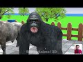 Long Slide Game With Elephant Gorilla Buffalo Hippopotamus Tiger - 3d Animal Game - Funny 3d Animals