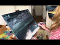 ASMR painting no talking,focused attention,brush sounds,#bobross,rainy Halloween,tingles,🐈‍⬛