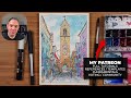 Urban Sketching Tutorial Step By Step - Street In ONE POINT PERSPECTIVE!