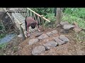 Make a bridge out of bamboo and stack stones to make steps.