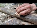 Building Complete Survival Bushcraft Shelter under big rock, Start To Finish / King Of Satyr