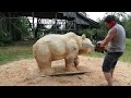 REAL SIZE WOODEN BEAR,  amazing chainsaw wood carving