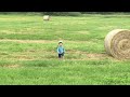 Son running in field