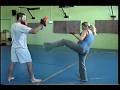 Pregnant KO Lady tears it up KickBox fitness - defense