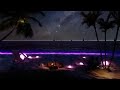 Purple Beach Night Ambience   Ocean Sound for Sleep   Campfire ASMR