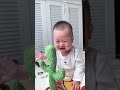 Babies play dancing cactus toy. Cutest baby funniest moments.