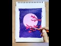 Strawberry Moon Painting 😃💖 Full Moon Drawing 🤍🌝 Acrylic Colours / Oil Pastels 🌿