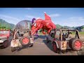 Super Dinosaurs vs One Spiderman T-Rex Epic Battle: Red T-Rex vs. Blue T-Rex! Funny Dinosaurs Comedy