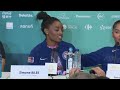 Simone Biles and Jordan Chiles discuss Olympic silver and bronze in floor