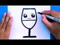 How to draw a Cute Drink Glass of Water, Draw cute things