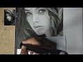 Beautiful girl Drawing using charcoal powder and graphite pencil