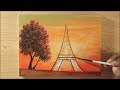 The Eiffel Tower in sunset/ Satisfying Acrylic Painting ✨🌅