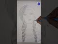 How to draw A girl with Double Braided Hairstyle and || Pencil black drawing