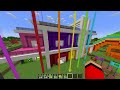 NOOB Vs PRO: Modern RAINBOW HOUSE Build Challenge in Minecraft!