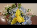 Step by step Home Flower Arrangement | Hydrangeas, Alstroemeria and Yellow Tulips | 家居鮮花擺設