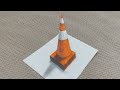 Incredible 3D Traffic Cone Drawing on Paper - Hyperrealistic Art