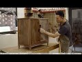 Remake Chinese Ming Furniture - filleted corner cabinet with wooden door axis