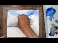 How to create a beautiful sky with clouds using a spray bottle (watercolor painting)