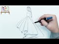 تعليم الرسم || كيف ترسم بنت ترتدي فستان بطريقة سهلة للمبتدئين || رسم بنات || Drawing Girl