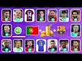 (Full 168)Guess the SONG, favorite DRINK, JERSEY Number and Flag of football player | Ronaldo, Messi