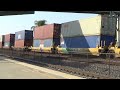 L A Bound BNSF Stack Train Thru Norwalk/Santa Fe Springs Then Slows To A Stop