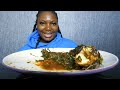 Asmr mukbang spinach soup with cassava fufu