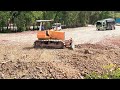 Expertly Mini KOMATSU Bulldozer Push Small Stone To Landfill With Dump Trucks 5t Operation