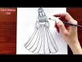 Easy girl backside drawing | Girl drawing step by step | Girl drawing with beautiful dress
