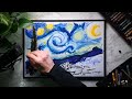 ASMR - Painting Vincent Van Gogh's The Starry Night with Oil Pastels (No Talking)