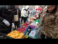 Morning market in Harbin, China, -26° weather, street food is sold out/Harbin Market/4k