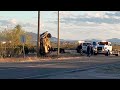 Truck Hung Up on a Telephone Pole Support Wire