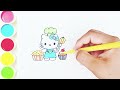 cute Hello Kitty and cupcake drawing for kids