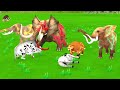 10 Mammoth Elephant Cow vs 10 Zombie Bull vs 10 Giant Lion Tiger Attack Cow Gorilla Save By Mammoth