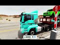 TRANSPORTING PIXAR CARS & FRUITS WITH COLORED & JOHN DEERE vs CLAAS vs TRACTORS - BeamNG.drive