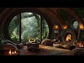 Cozy Hobbit Bedroom   Relaxing Fireplace with Soothing Rainfall Sounds   rain on roof   Deep Sleep