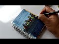 Painting a MOONLIT CITY LAKE | Acrylic Art Tutorial for Beginners