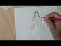 How to draw a girl with beautiful dress||Pencil sketch||step by step guide|girl drawing