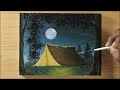 Camping in the Moonlight/ Acrylic Painting for Beginners 🌙